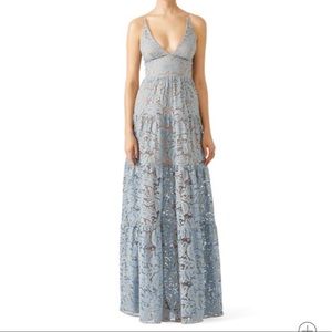 Dress the Population Blue Melina Lace Maxi Dress